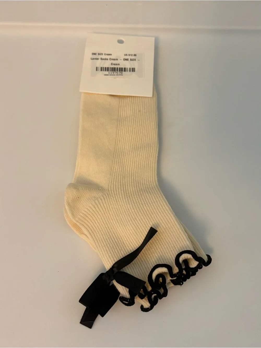 Princess Polly lanter socks in cream and black NEW one size